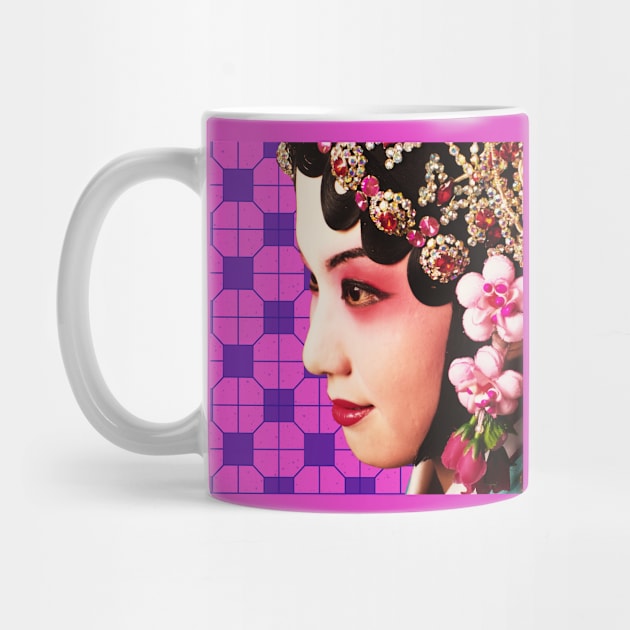 Chinese Opera Star with Pink and Purple Tile Floor Pattern- Hong Kong Retro by CRAFTY BITCH